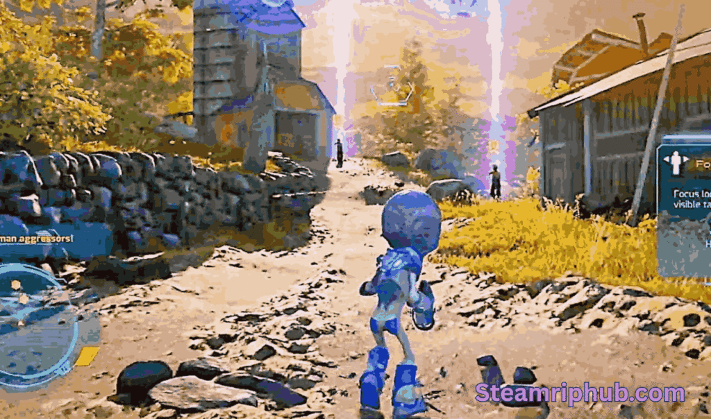 Alien invasion scene from Destroy All Humans PC game