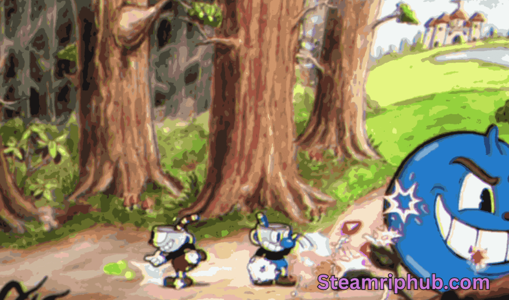 Cuphead boss fight action screenshot