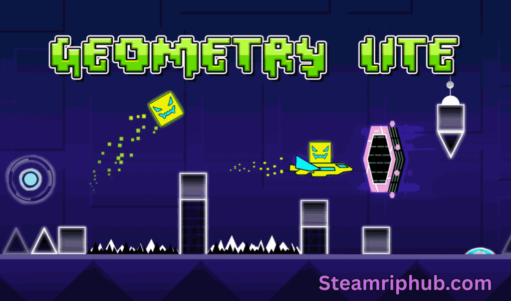 Geometry Dash character jumping over obstacles