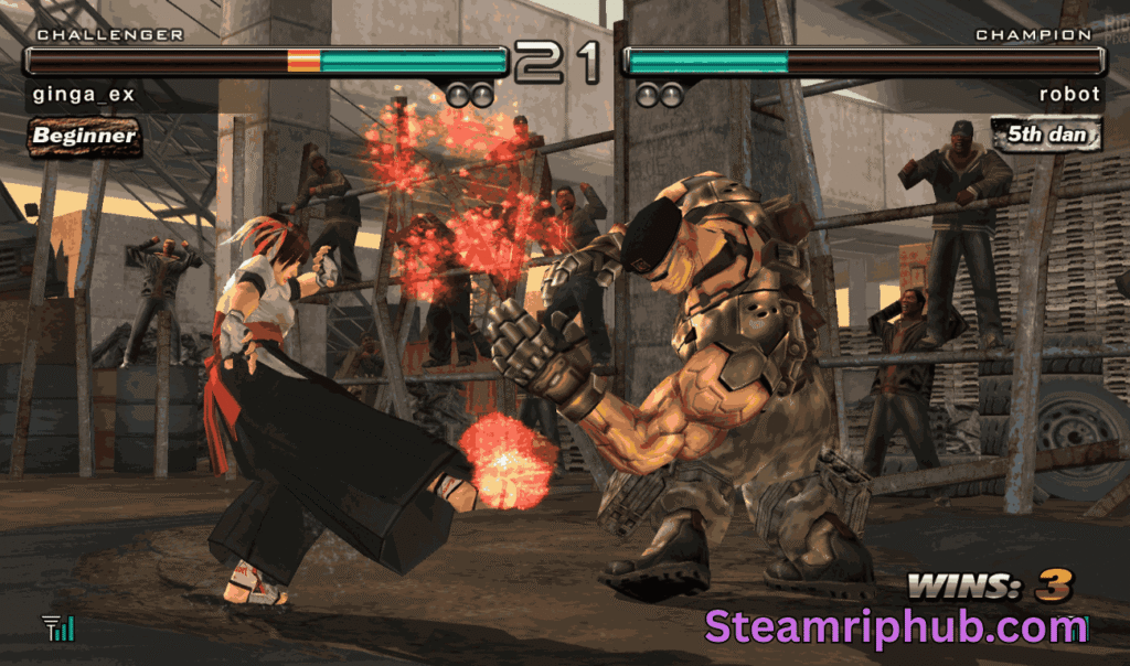 Tekken 5 main menu screen on Windows