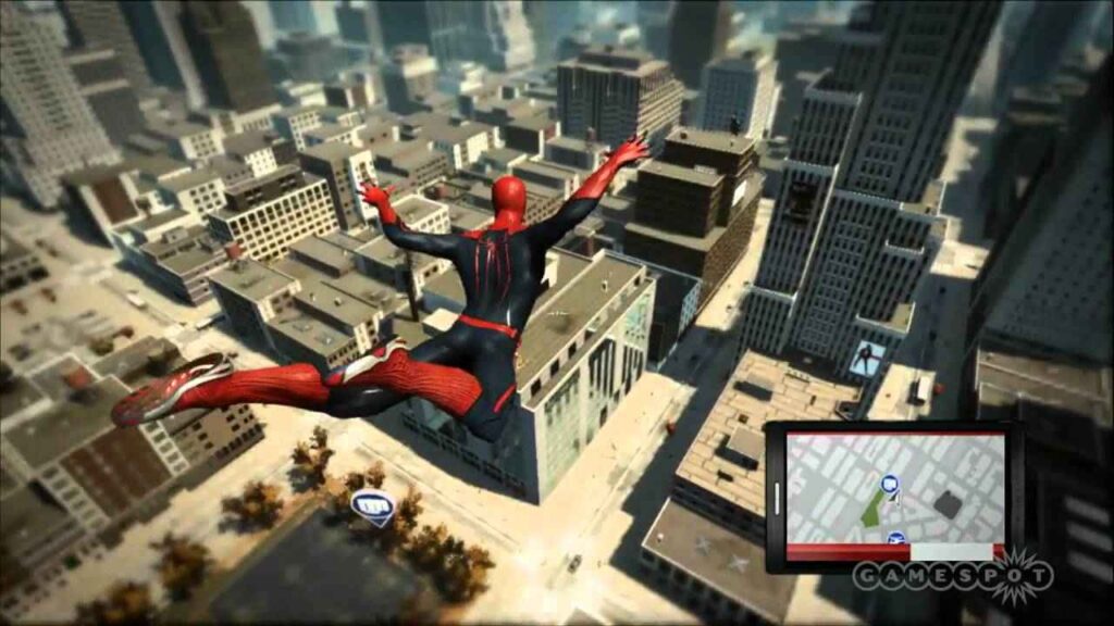 The Amazing Spider-Man swinging through New York City